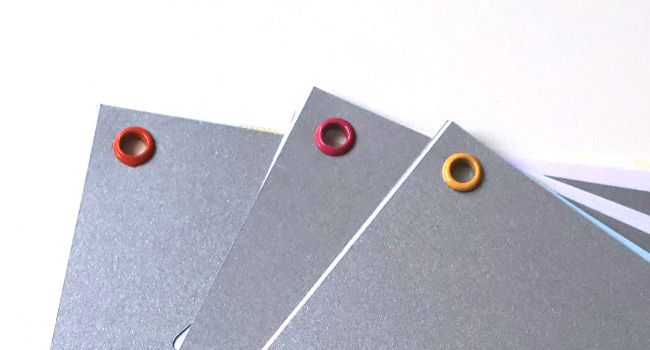 ハトメはオレンジ・ピンク・イエローの3色